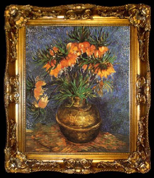 framed  Vincent Van Gogh Imperial Crown Fritillaria in a Copper Vase, ta009-2